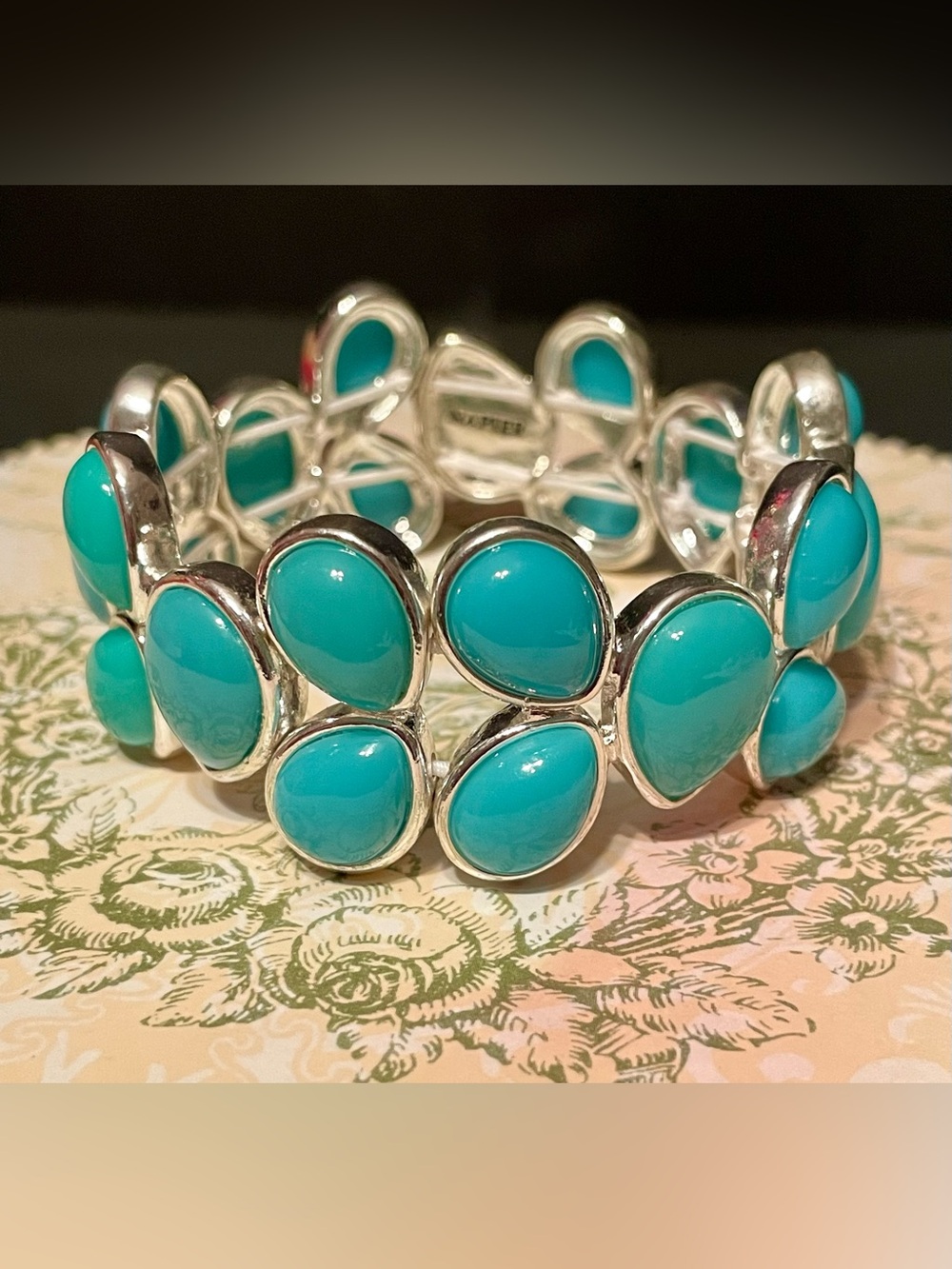 Napier Turquoise Teardrop Stretch Bracelet - Women's Silver Accent Jewelry